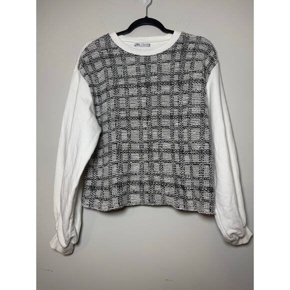 Zara Houndstooth Print Sweatshirt Size S - Picture 2 of 7